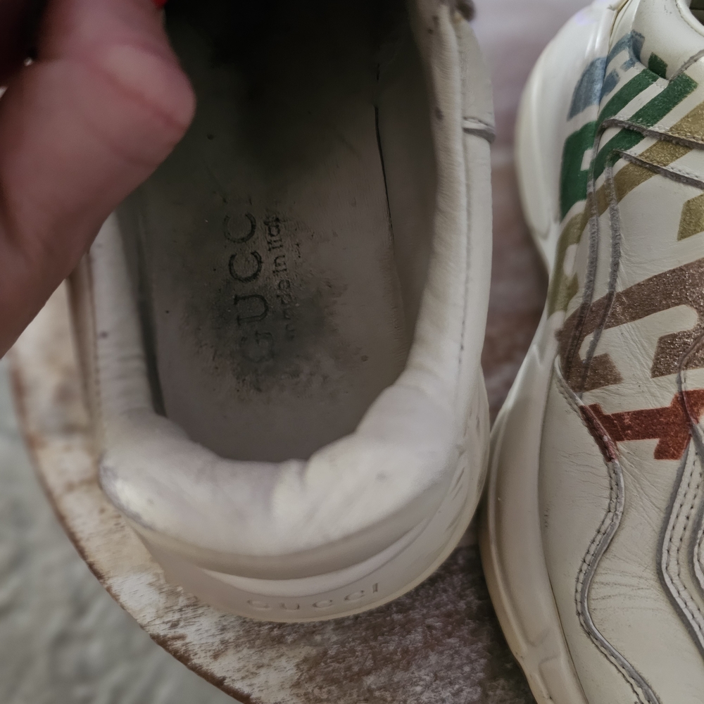 Leather Cream Sneakers with Multicolor Logo - Picture 10 of 10